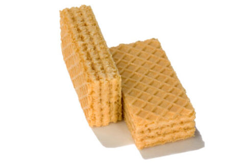 Wafle przekładane, dwa kawałki — packshot produktowy